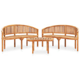 3 Piece Banana Garden Lounge Set Solid Teak Wood