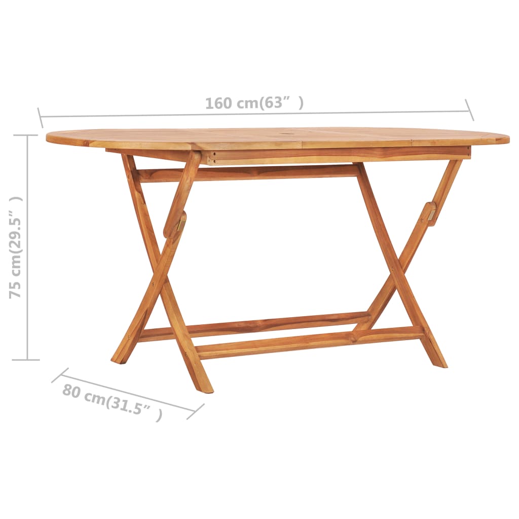 7 Piece Folding Outdoor Dining Set Solid Teak Wood