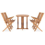5 Piece Folding Outdoor Dining Set Solid Teak Wood 120 X 70 X 75 Cm