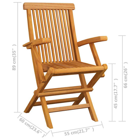 5 Piece Folding Outdoor Dining Set Solid Teak Wood Ø 90 X 75 Cm