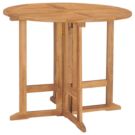 5 Piece Folding Outdoor Dining Set Solid Teak Wood Ø 90 X 75 Cm