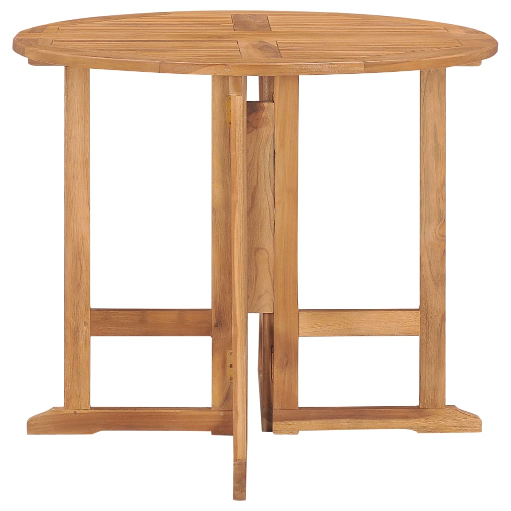 5 Piece Folding Outdoor Dining Set Solid Teak Wood Ø 90 X 75 Cm
