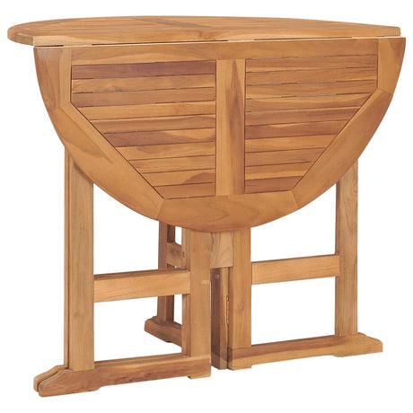 5 Piece Folding Outdoor Dining Set Solid Teak Wood Ø 90 X 75 Cm