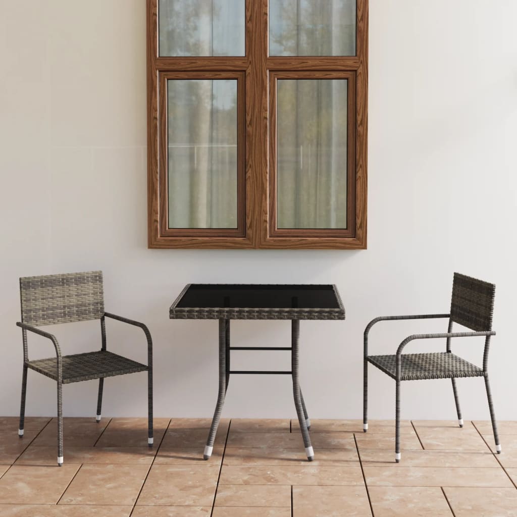 5 Piece Garden Dining Set Poly Rattan Grey