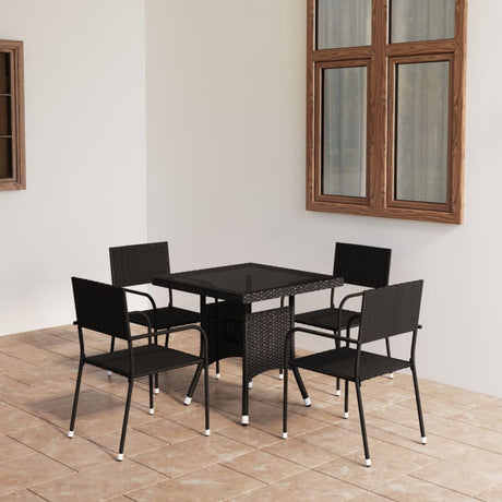5 Piece Garden Dining Set Poly Rattan Grey