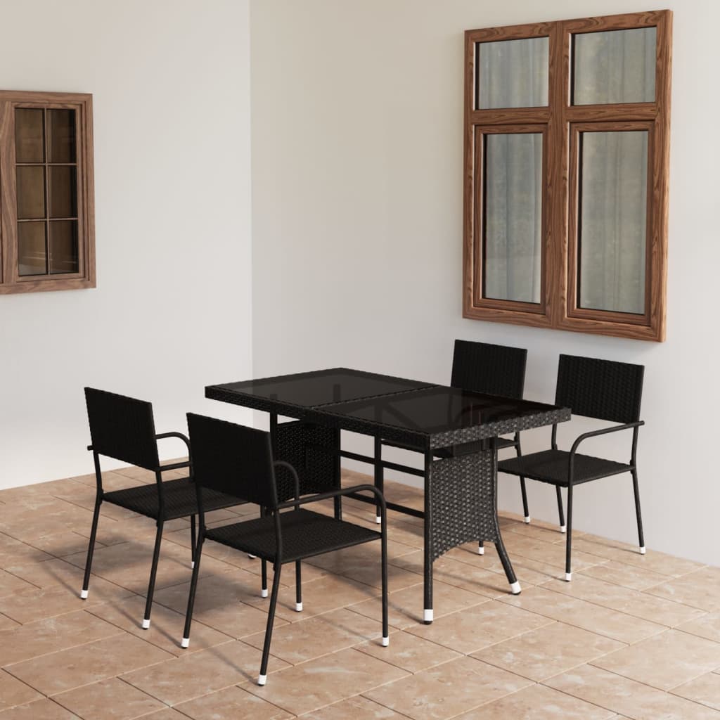 5 Piece Garden Dining Set Poly Rattan Grey