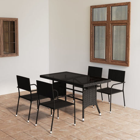 5 Piece Garden Dining Set Poly Rattan Grey