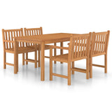 5 Piece Garden Dining Set Solid Teak Wood