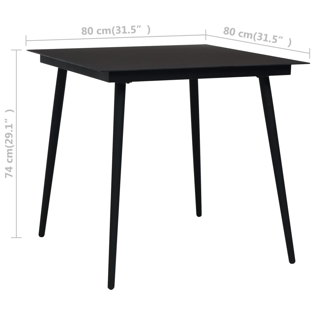 3 Piece Garden Dining Set Black