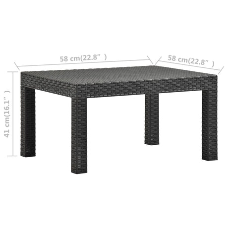 Garden Table Anthracite 58X58X41 Cm Pp Rattan