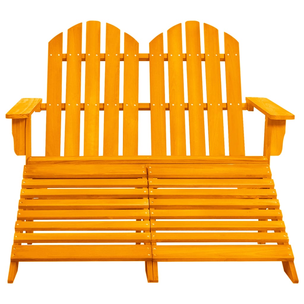 2-Seater Garden Adirondack Chair&Ottoman Fir Wood