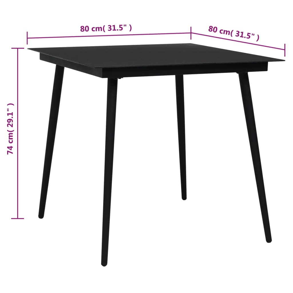 5 Piece Garden Dining Set Black Pvc Rattan