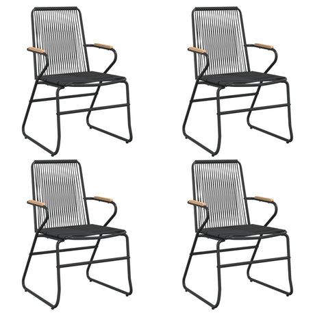 5 Piece Garden Dining Set Black Pvc Rattan
