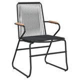 5 Piece Garden Dining Set Black Pvc Rattan