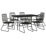 7 Piece Garden Dining Set Black Pvc Rattan