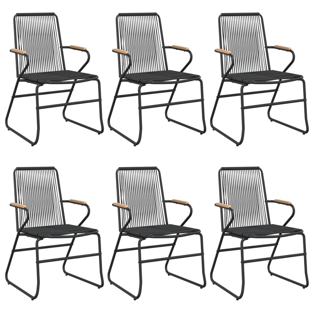 7 Piece Garden Dining Set Black Pvc Rattan