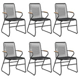 7 Piece Garden Dining Set Black Pvc Rattan