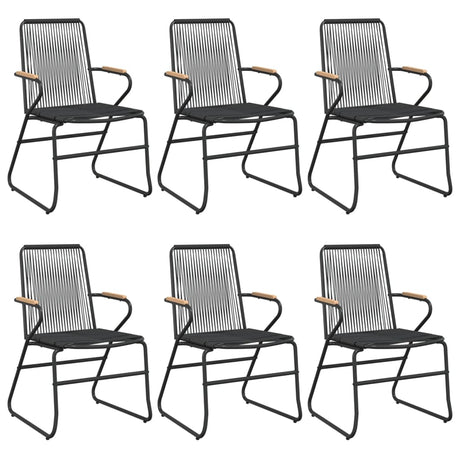 7 Piece Garden Dining Set Black Pvc Rattan
