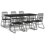 7 Piece Garden Dining Set Black Pvc Rattan