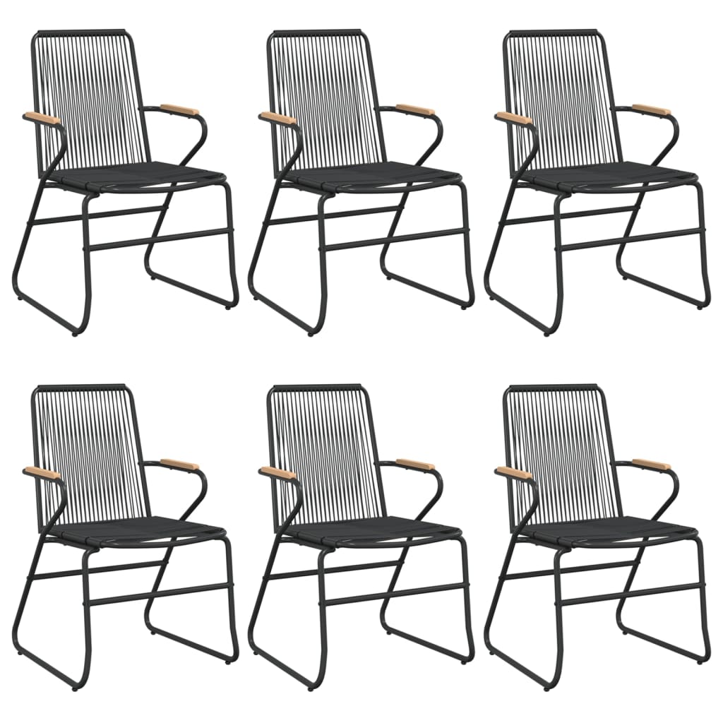 7 Piece Garden Dining Set Black Pvc Rattan