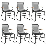 7 Piece Garden Dining Set Black Pvc Rattan