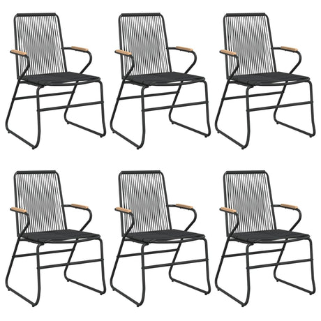 7 Piece Garden Dining Set Black Pvc Rattan