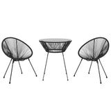 3 Piece Outdoor Dining Set Pvc Rattan Black