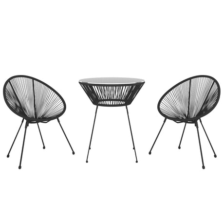 3 Piece Outdoor Dining Set Pvc Rattan Black