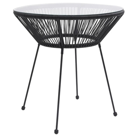 3 Piece Outdoor Dining Set Pvc Rattan Black