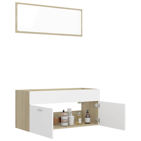 2 Piece Bathroom Furniture Set Engineered Wood