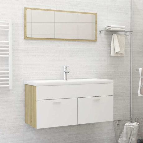 2 Piece Bathroom Furniture Set Engineered Wood