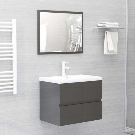 2 Piece Bathroom Furniture Set Engineered Wood