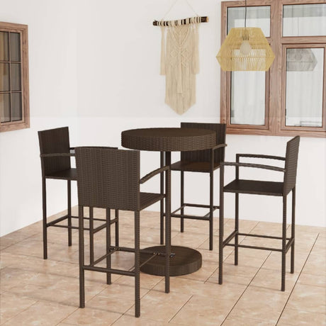5 Piece Garden Bar Set Poly Rattan