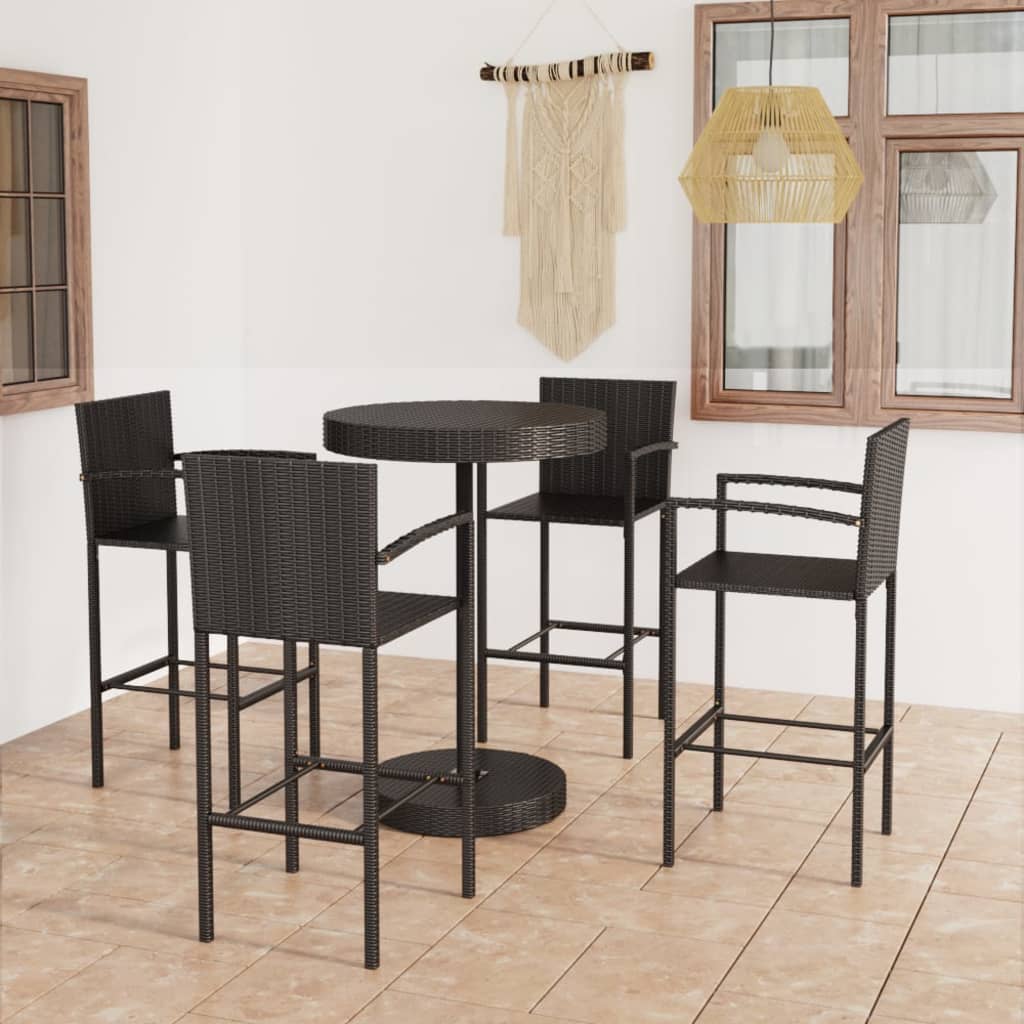 5 Piece Garden Bar Set Poly Rattan