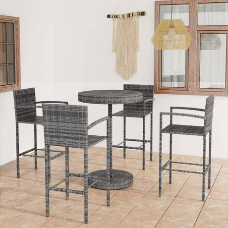 5 Piece Garden Bar Set Poly Rattan