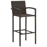 5 Piece Outdoor Bar Set With Armrest Poly Rattan Brown