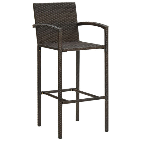 5 Piece Outdoor Bar Set With Armrest Poly Rattan Brown