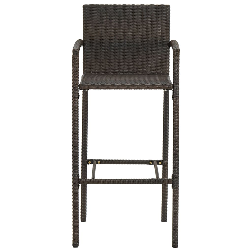 5 Piece Outdoor Bar Set With Armrest Poly Rattan Brown