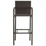 5 Piece Outdoor Bar Set With Armrest Poly Rattan Brown