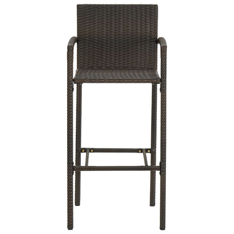 5 Piece Outdoor Bar Set With Armrest Poly Rattan Brown