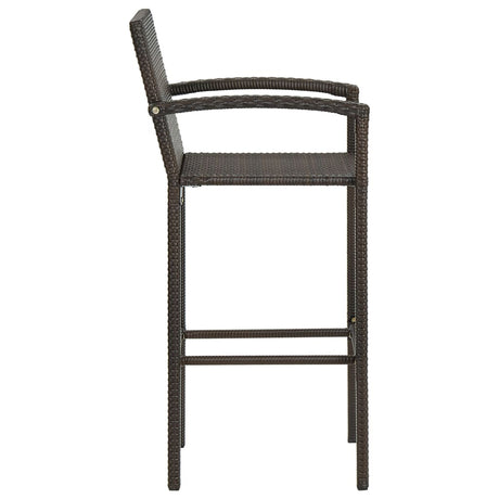 5 Piece Outdoor Bar Set With Armrest Poly Rattan Brown