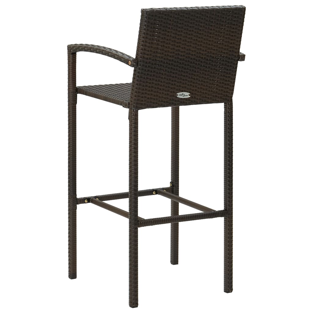 5 Piece Outdoor Bar Set With Armrest Poly Rattan Brown