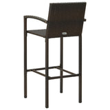 5 Piece Outdoor Bar Set With Armrest Poly Rattan Brown