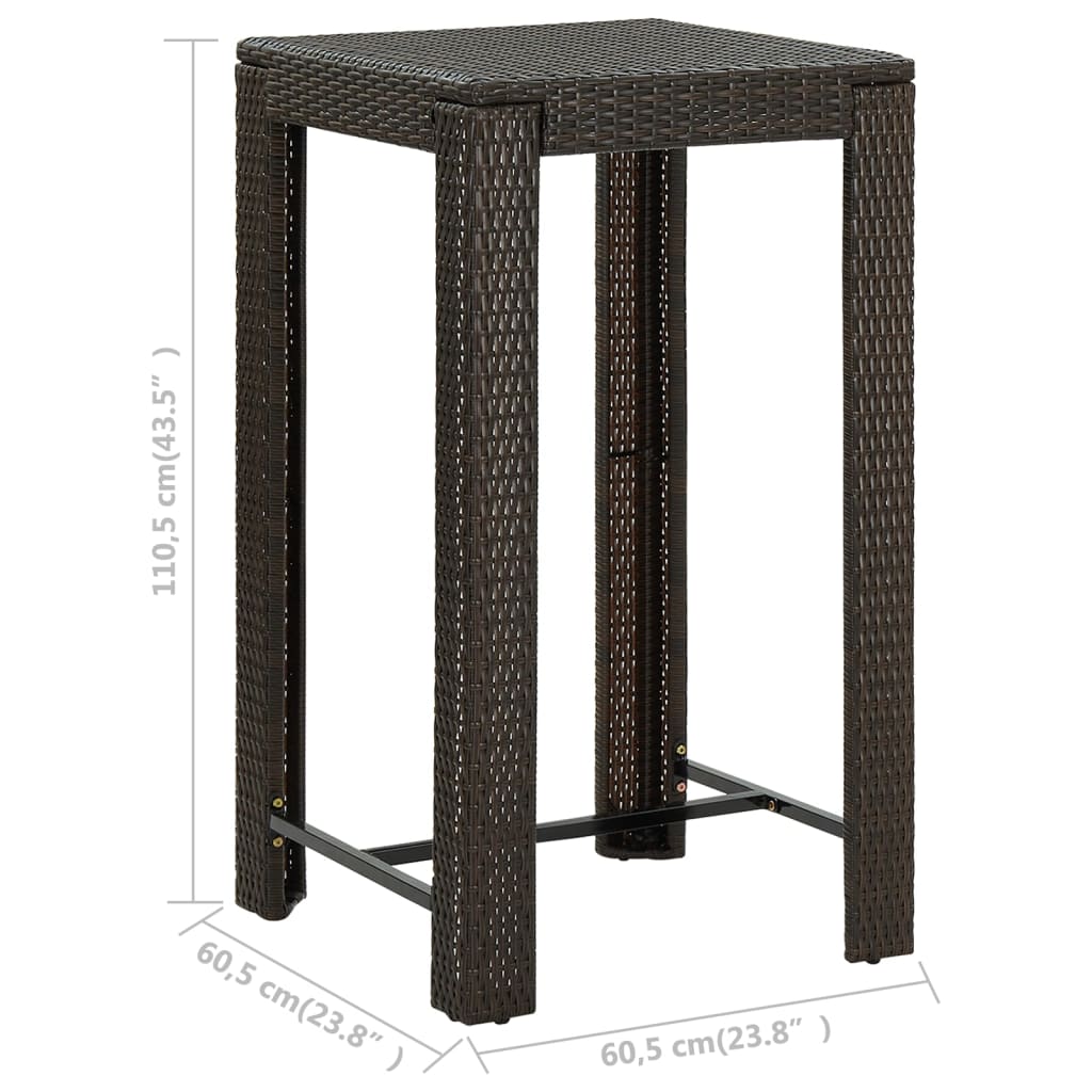 5 Piece Outdoor Bar Set With Armrest Poly Rattan Brown