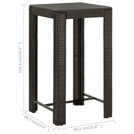 5 Piece Outdoor Bar Set With Armrest Poly Rattan Brown