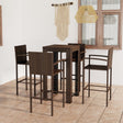5 Piece Outdoor Bar Set With Armrest Poly Rattan Brown