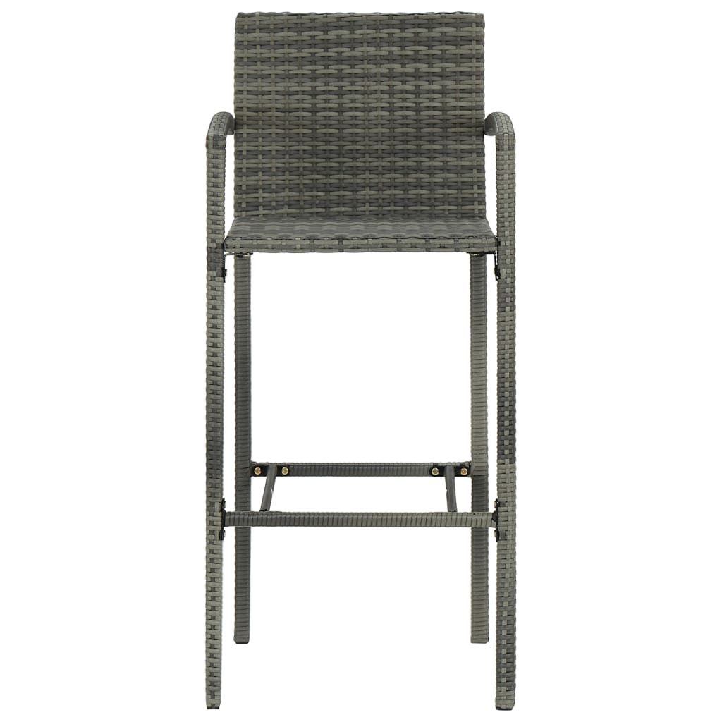 5 Piece Outdoor Bar Set With Armrest Poly Rattan Grey
