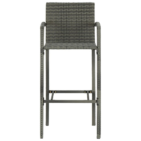5 Piece Outdoor Bar Set With Armrest Poly Rattan Grey