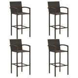 5 Piece Outdoor Bar Set With Armrest Poly Rattan Brown