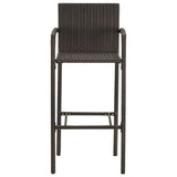 5 Piece Outdoor Bar Set With Armrest Poly Rattan Brown